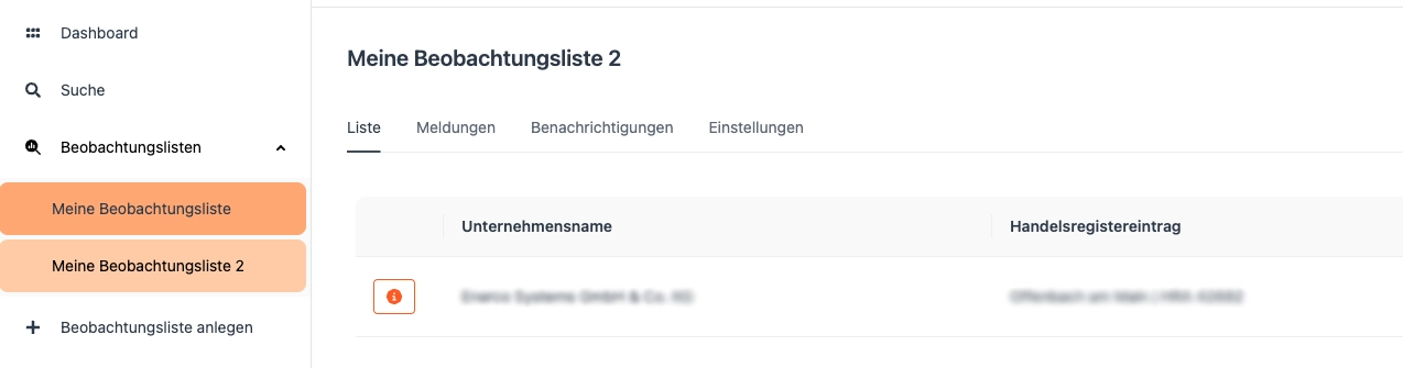 Screenshot der umfangreichen Suchfunktion für Unternehmen und Insolvenzverfahren